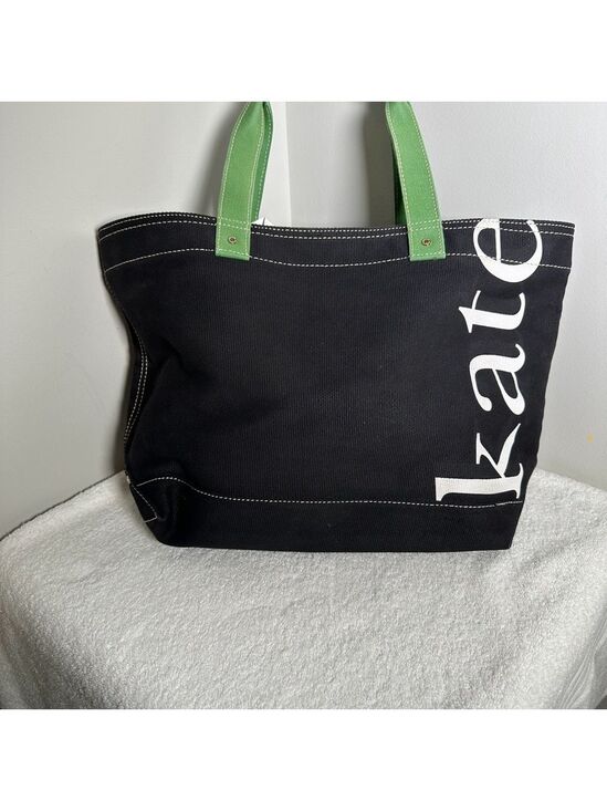 kate spade Handbags - Kate Spade Black Tote with Green Handles
